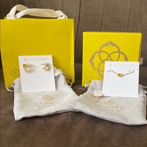 Kendra Scott Gold Earrings and Necklace Elegant Jewelry